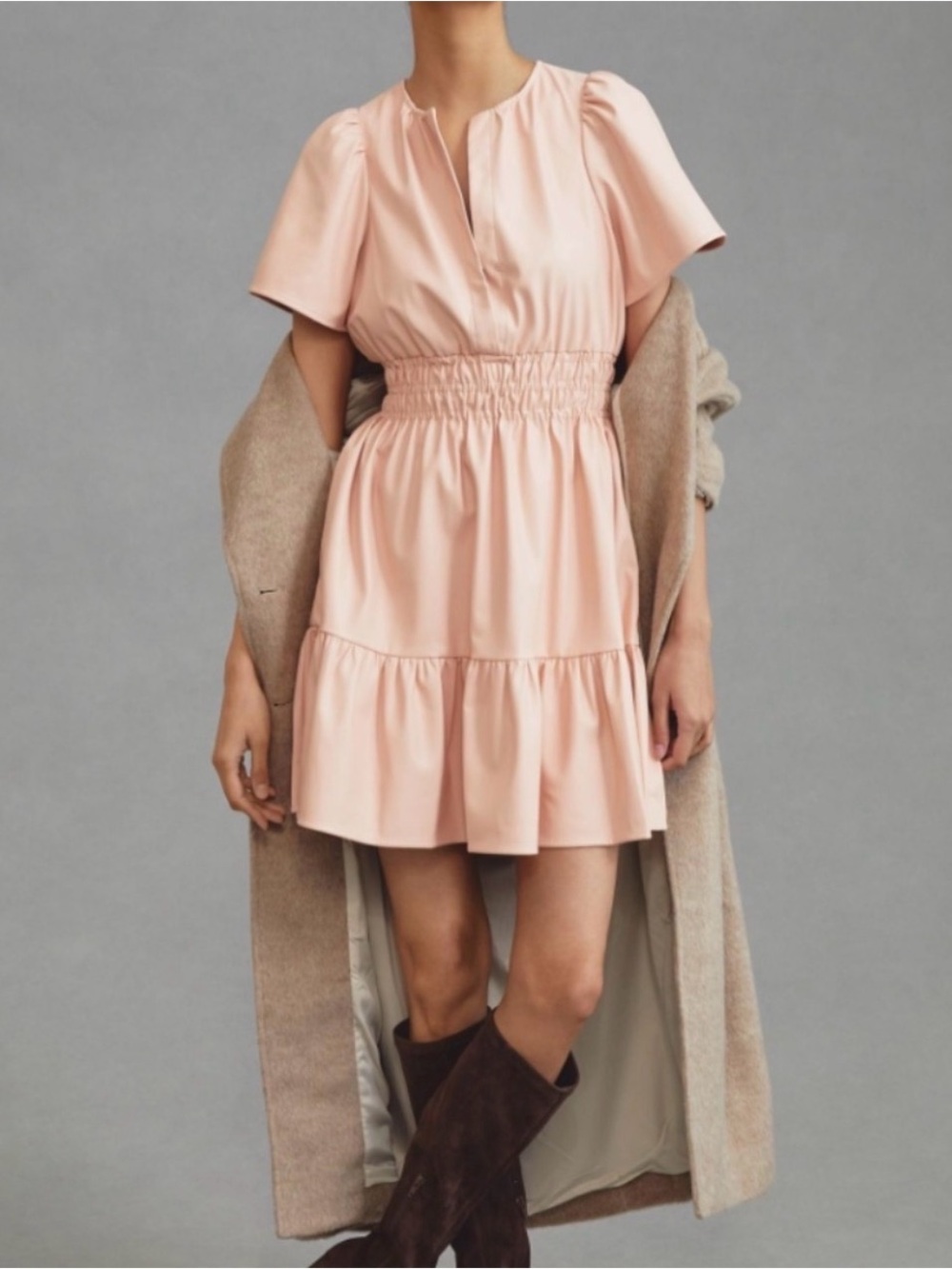 Anthropologie Somerset Mini Dress in Vegan Leather, Size Large